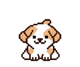 ドット絵ブルドッグのゲーム風スタンプのスタンプ1（動きの見本）