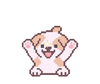 ドット絵ブルドッグのゲーム風スタンプのスタンプ2（動きの見本）