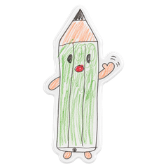 子どもの絵から作った緑の色鉛筆のLINEスタンプ