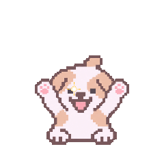 ドット絵ブルドッグのゲーム風スタンプのメイン画像
